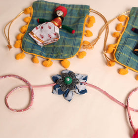  Handmade GS Fabric Flower Rakhi (Set of 2)