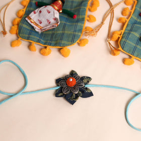  Handmade GS Fabric Flower Rakhi (Set of 2)
