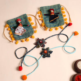  Handmade GS Fabric Flower Rakhi (Set of 2)