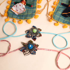  Handmade GS Fabric Flower Rakhi (Set of 2)