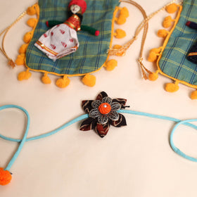  Handmade GS Fabric Flower Rakhi (Set of 2)