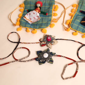  Handmade GS Fabric Flower Rakhi (Set of 2)