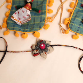  Handmade GS Fabric Flower Rakhi (Set of 2)