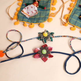  Handmade GS Fabric Flower Rakhi (Set of 2)