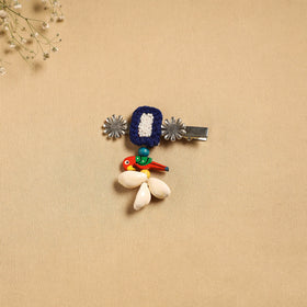 Handmade gs shell & thread work hair clip 37 - handcrafted