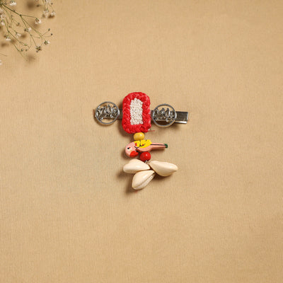 Handmade gs shell & thread work hair clip 38 - handcrafted