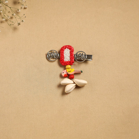 Handmade gs shell & thread work hair clip 38 - handcrafted