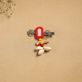 Handmade gs shell & thread work hair clip 38 - handcrafted