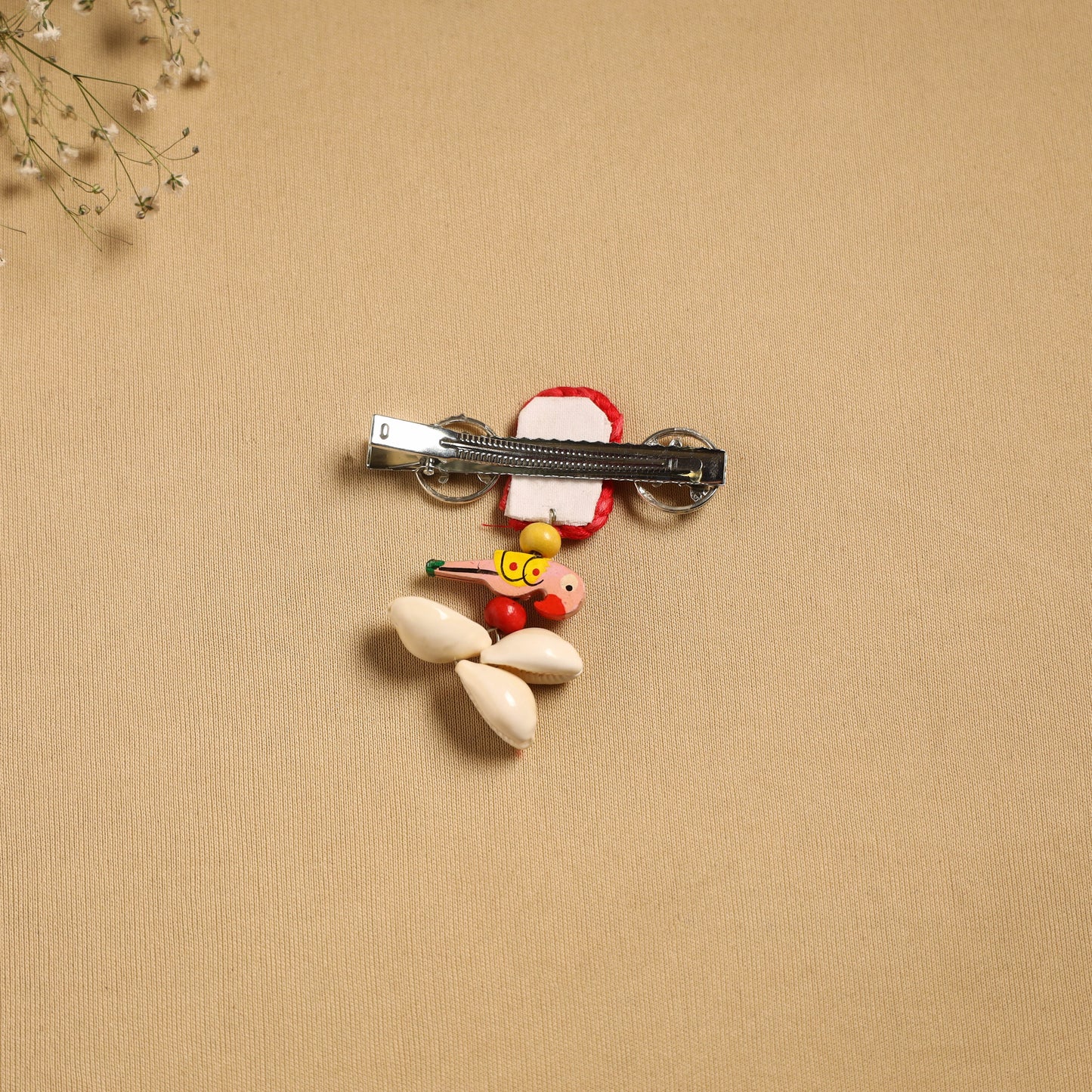 Handmade gs shell & thread work hair clip 38 - handcrafted