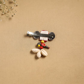 Handmade gs shell & thread work hair clip 42 - handcrafted