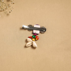 Handmade gs shell & thread work hair clip 44 - handcrafted