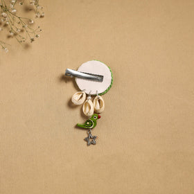 Handmade gs shell & thread work hair clip 47 - handcrafted