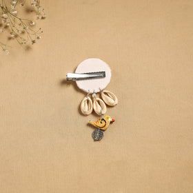 Handmade gs shell & thread work hair clip 50 - handcrafted