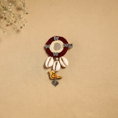 Handmade gs shell & thread work hair clip 51 - handcrafted