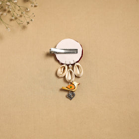 Handmade gs shell & thread work hair clip 51 - handcrafted