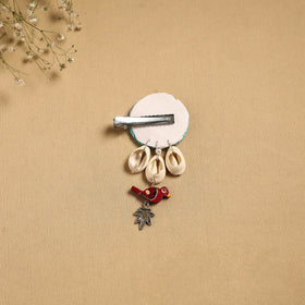 Handmade gs shell & thread work hair clip 52 - handcrafted