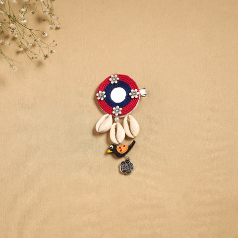 Handmade gs shell & thread work hair clip 55 - handcrafted