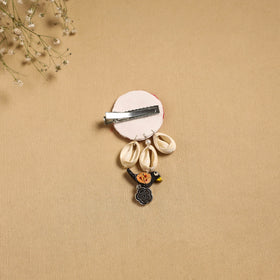 Handmade gs shell & thread work hair clip 55 - handcrafted