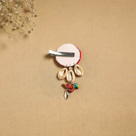 Handmade gs shell & thread work hair clip 56 - handcrafted