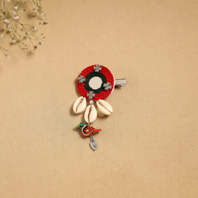 Handmade gs shell & thread work hair clip 56 - handcrafted