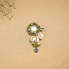 Handmade gs shell & thread work hair clip 57 - handcrafted