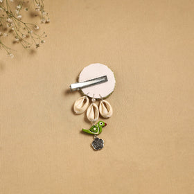 Handmade gs shell & thread work hair clip 57 - handcrafted