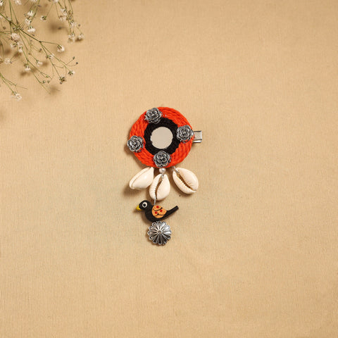 Handmade gs shell & thread work hair clip 58 - handcrafted