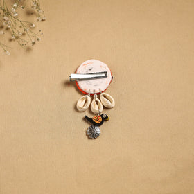 Handmade gs shell & thread work hair clip 58 - handcrafted