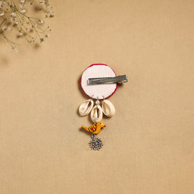 Handmade gs shell & thread work hair clip 61 - handcrafted