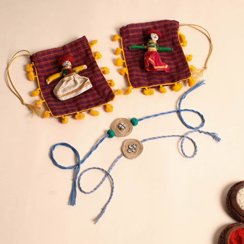  Handmade GS & Stone Work Jute Rakhi (Set of 2)
