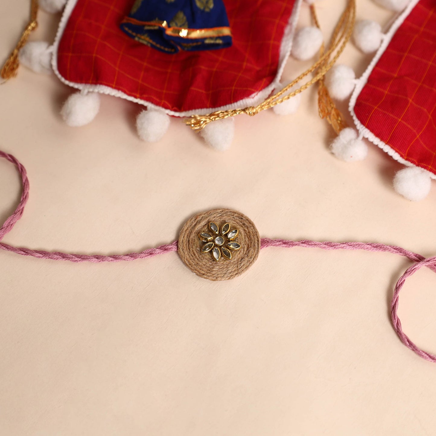  Handmade GS & Stone Work Jute Rakhi (Set of 2)