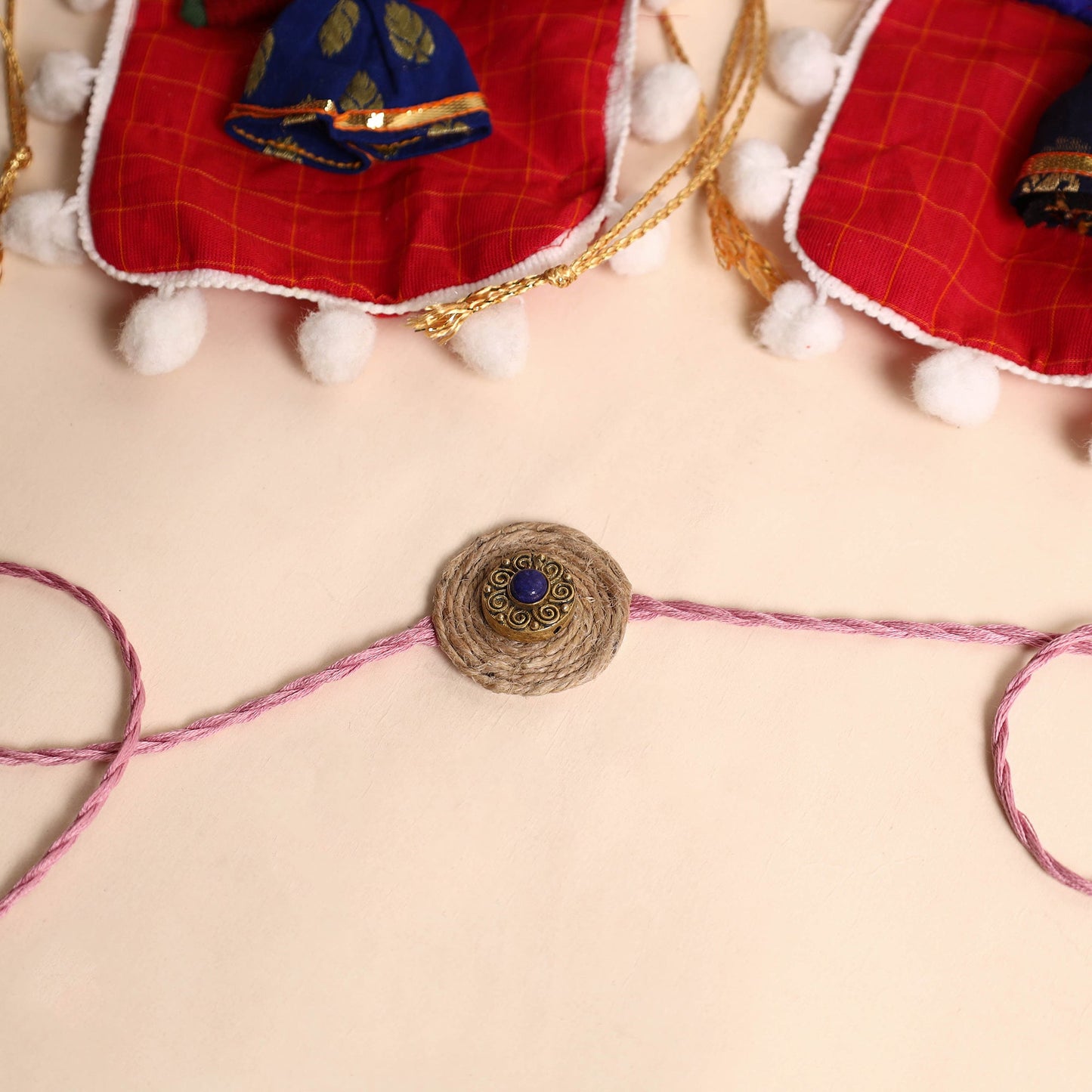  Handmade GS & Stone Work Jute Rakhi (Set of 2)