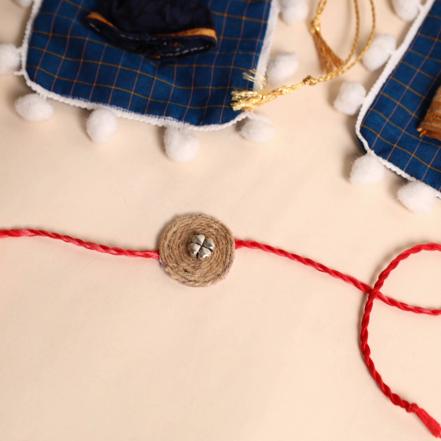  Handmade GS & Stone Work Jute Rakhi (Set of 2)