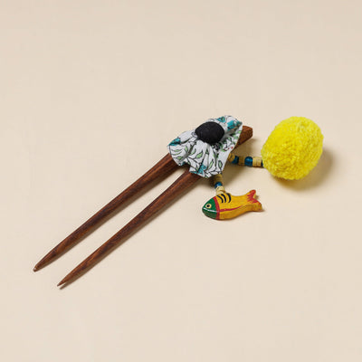  Handmade Gulmohar Flower Wooden Juda Stick 