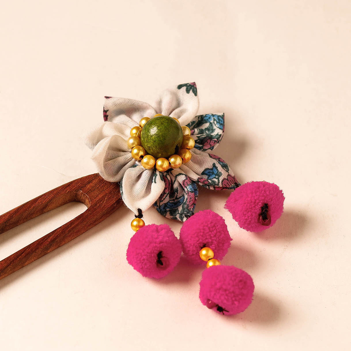  Handmade Gulmohar Flower Wooden Juda Stick 