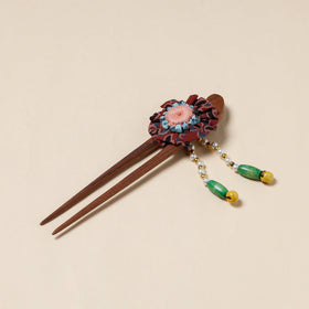  Handmade Gulmohar Flower Wooden Juda Stick 
