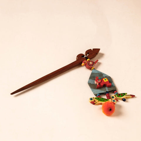  Handmade Gulmohar Flower Wooden Juda Stick 