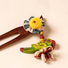  Handmade Gulmohar Flower Wooden Juda Stick 
