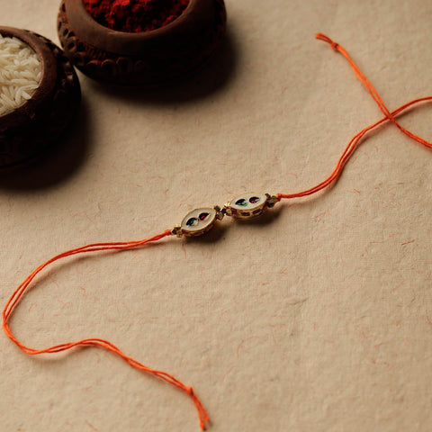  Handmade Kundan & Beadwork Reversible Rakhi 02 