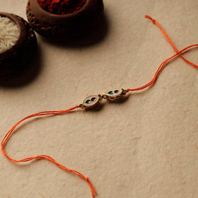  Handmade Kundan & Beadwork Reversible Rakhi 02 