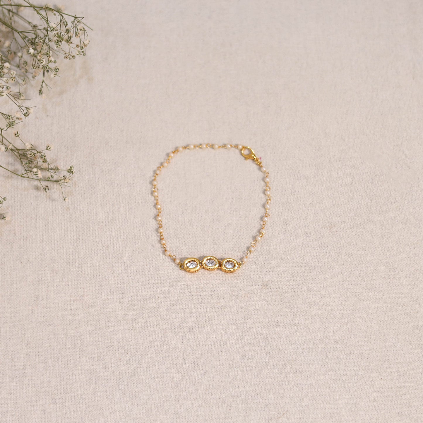 Handmade kundan work bracelet 101 - handcrafted