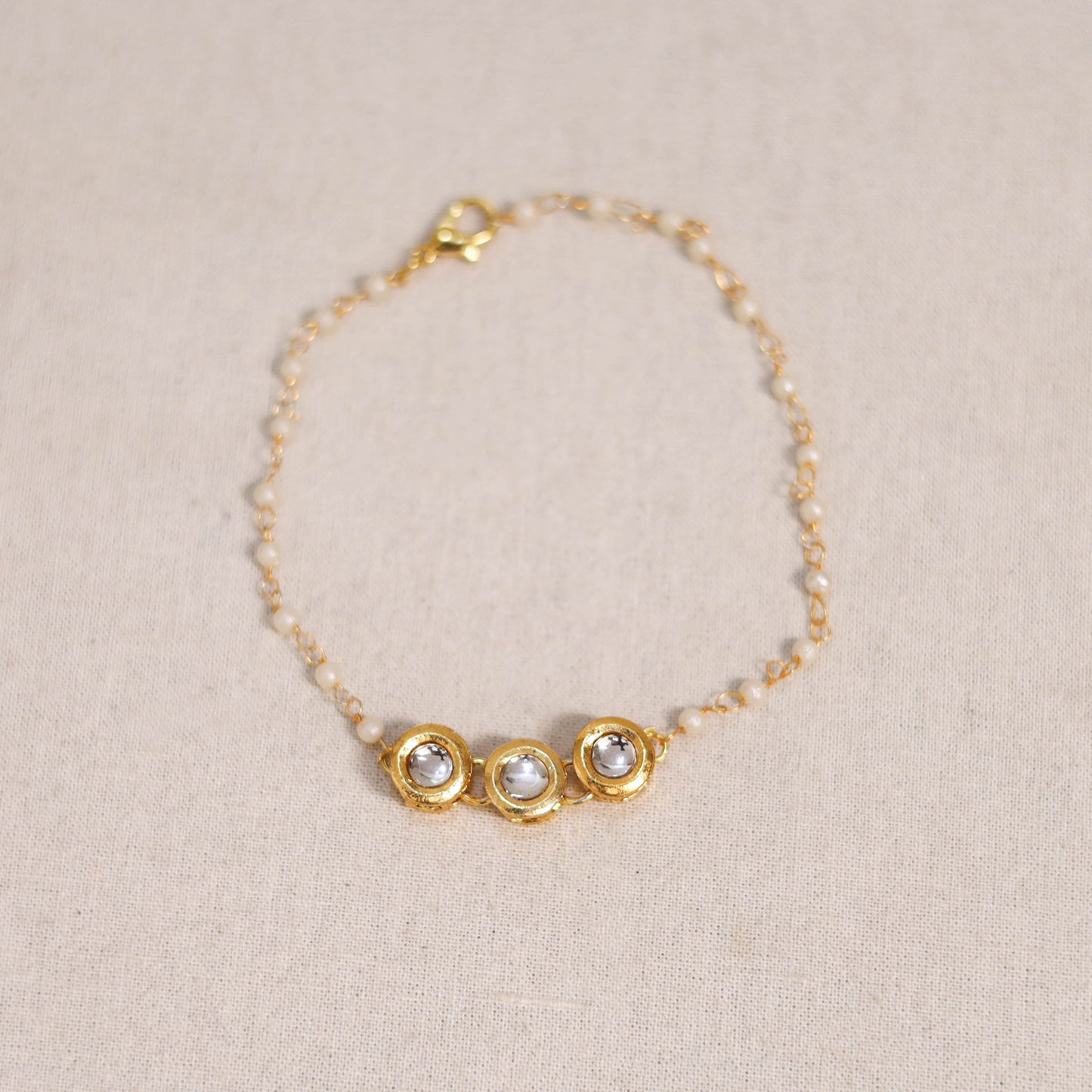 Handmade kundan work bracelet 102 - handcrafted