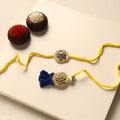Handmade Kundan Work Jute Rakhi & Lumba Set