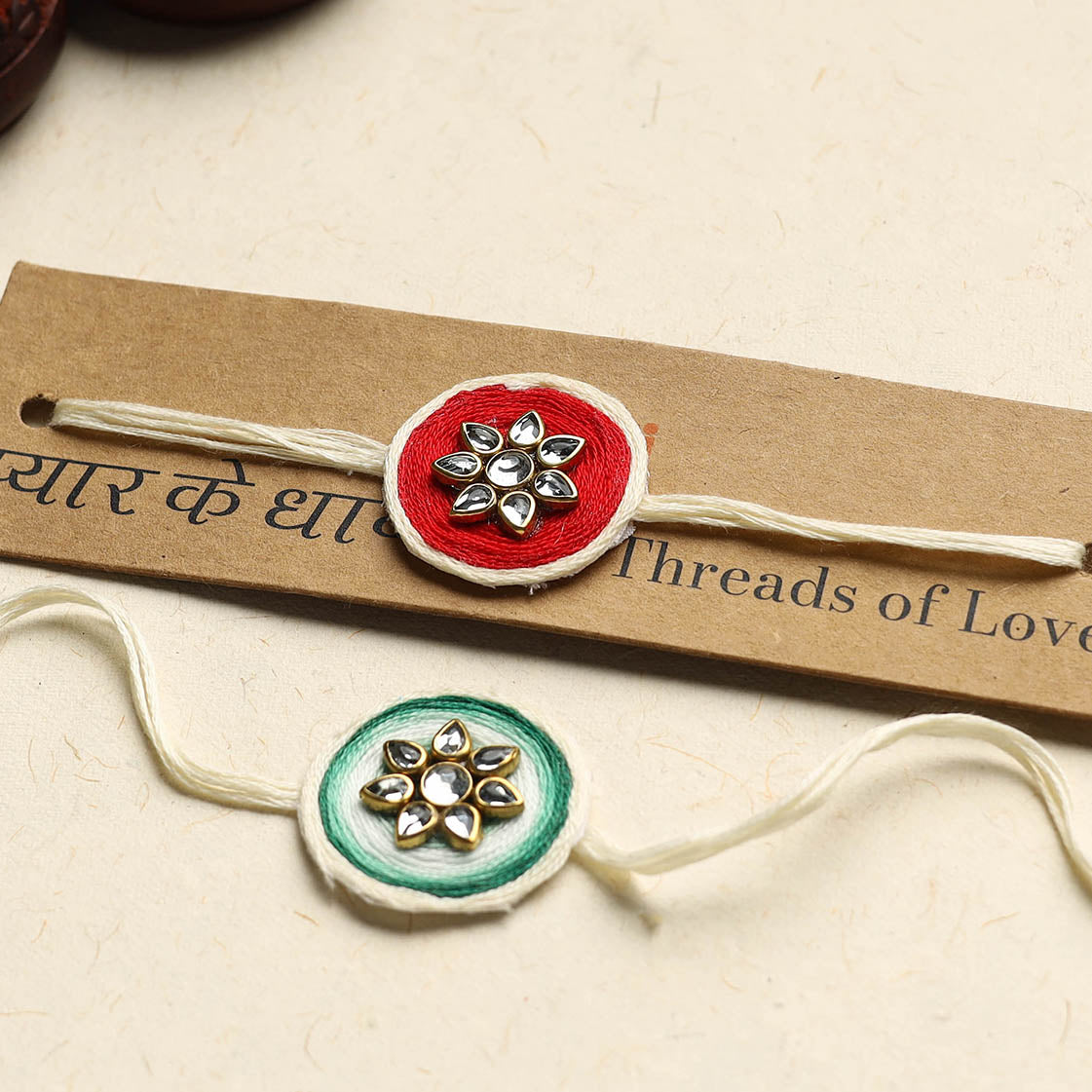 Handmade Kundan Work Rakhi (Assorted Set of 2)