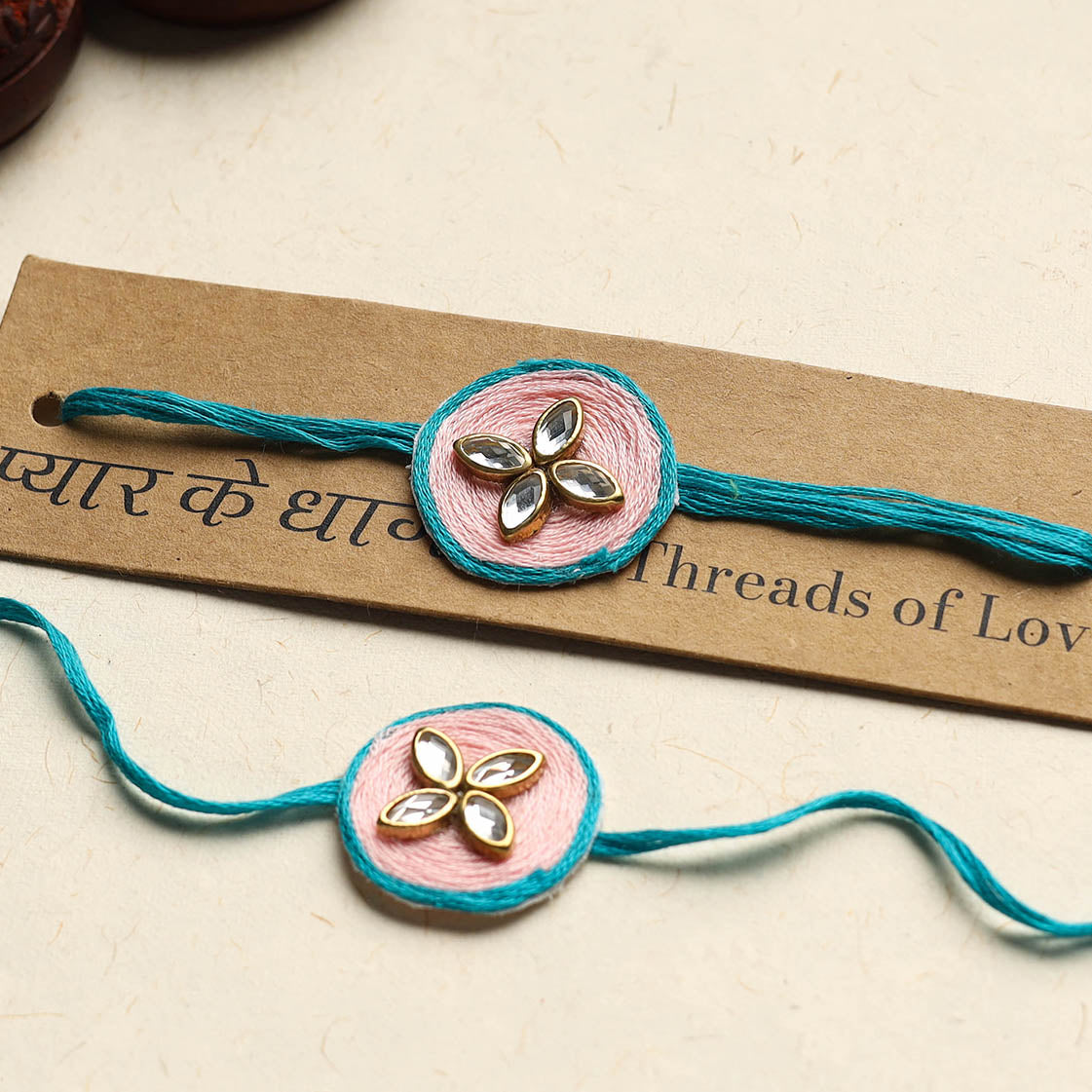 Handmade Kundan Work Rakhi (Assorted Set of 2)