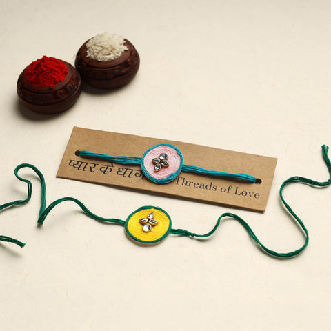 Handmade Kundan Work Rakhi (Assorted Set of 2)