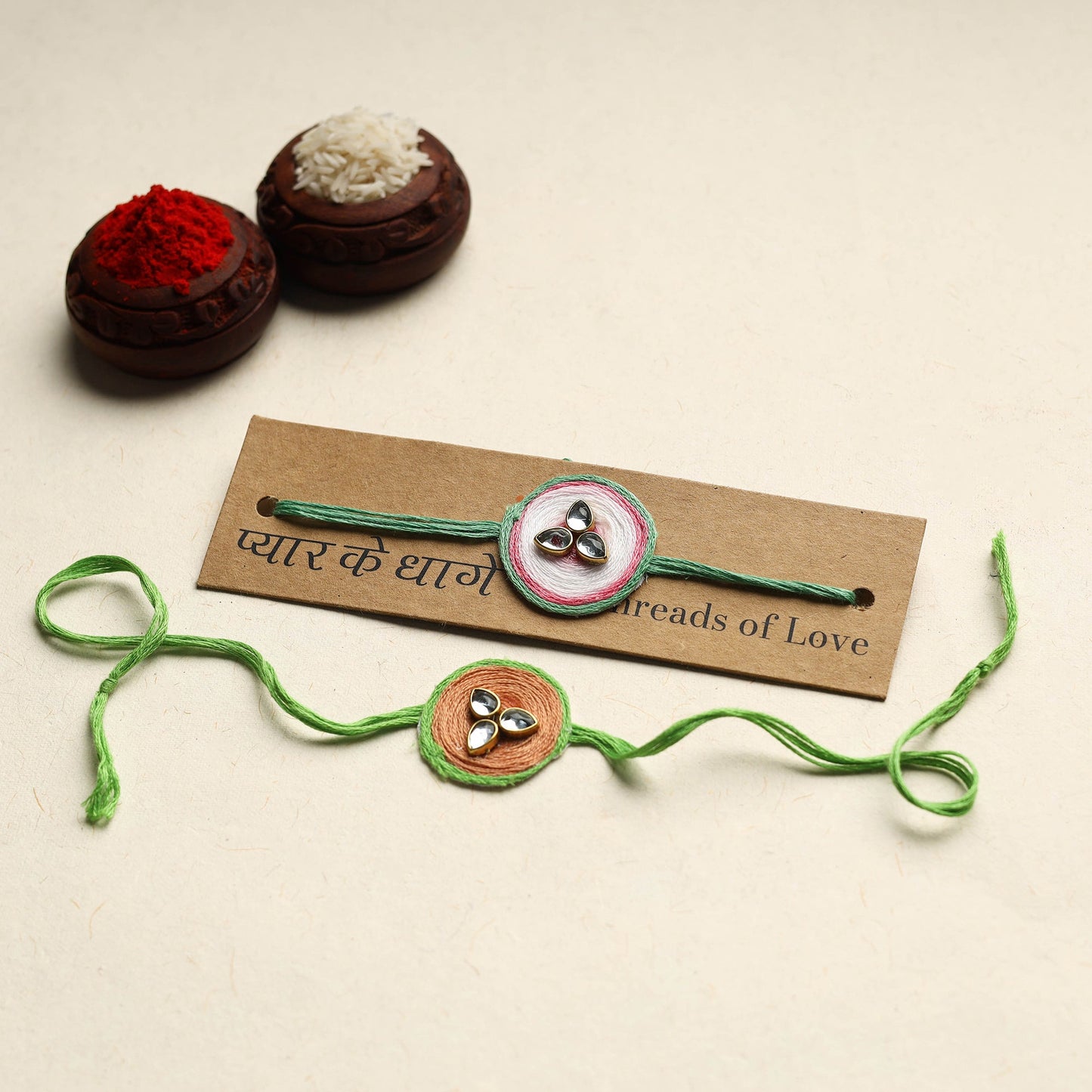 Handmade Kundan Work Rakhi (Assorted Set of 2)