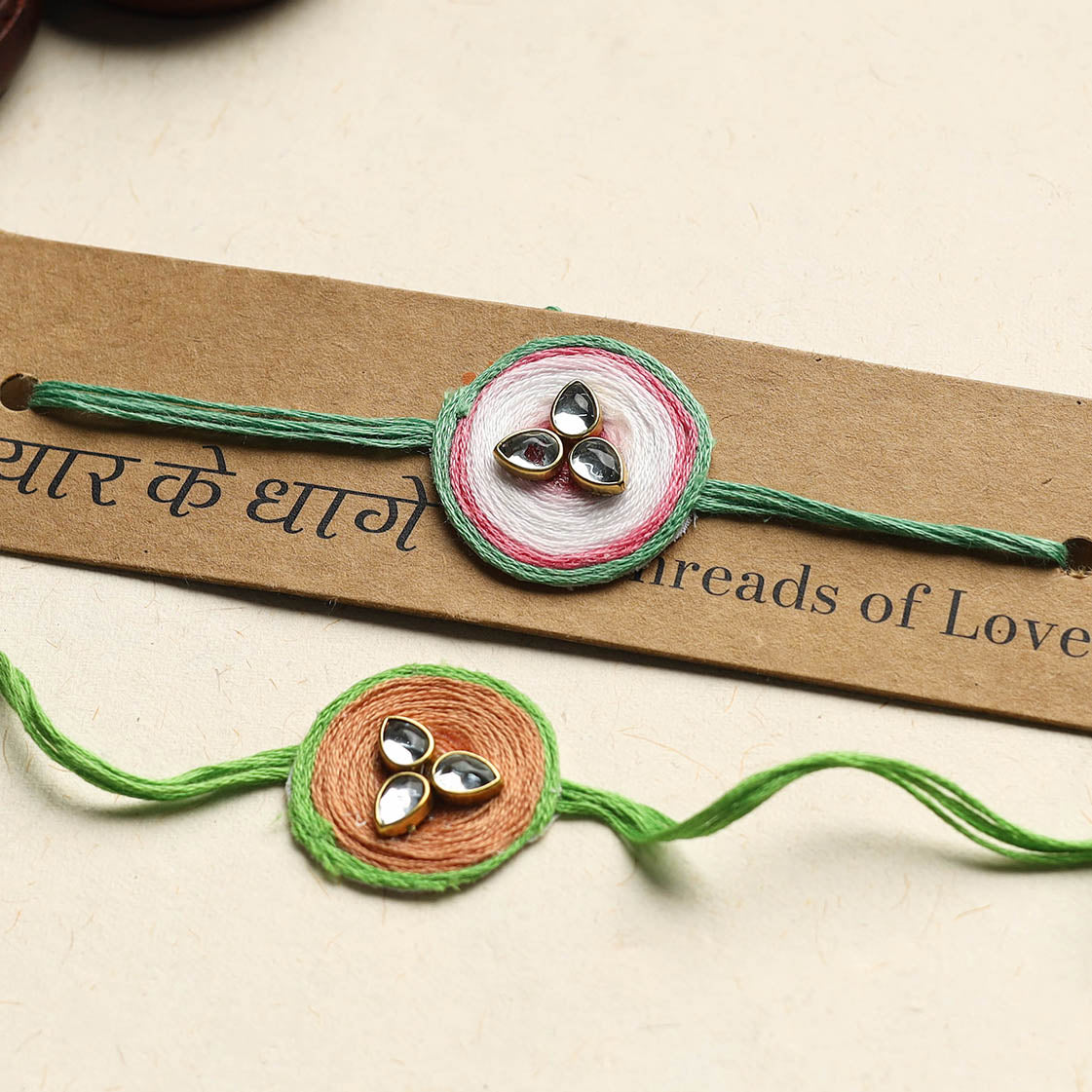 Handmade Kundan Work Rakhi (Assorted Set of 2)