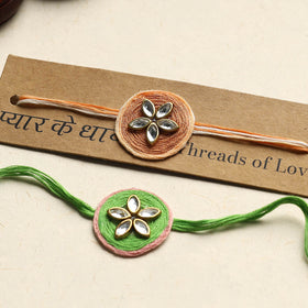 Handmade Kundan Work Rakhi (Assorted Set of 2)