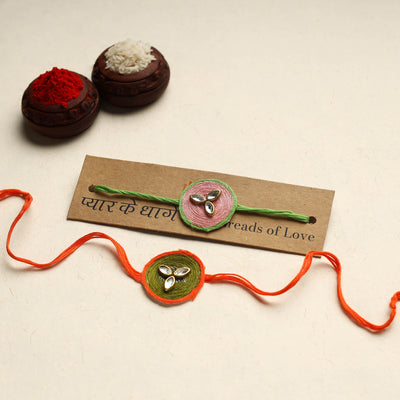 Handmade Kundan Work Rakhi (Assorted Set of 2)